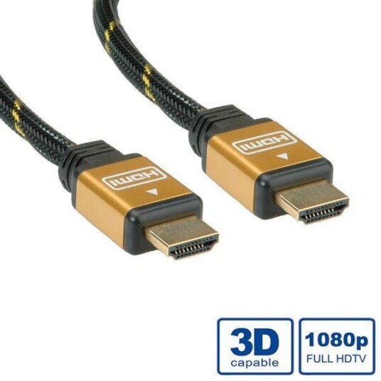 Roline Gold Hdmi High Speed Cable + Ethernet, M/M 7.5 M, Gull, 7,5 Mm