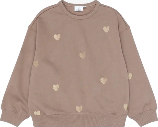 The New Tnyolaine Os Sweatshirt   TAUPE GRAY EMB TN   110/116