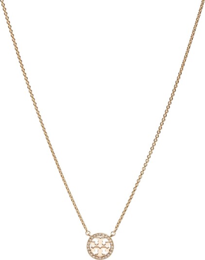 Tory Burch Icon Pavé Pendant Necklace Gold ONE SIZE Tory Burch Icon Pavé Pendant Necklace Gold ONE SIZE