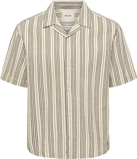 ONLY & SONS Onscruz Rlx Seersucker Resort Ss Shirt   Cream   S