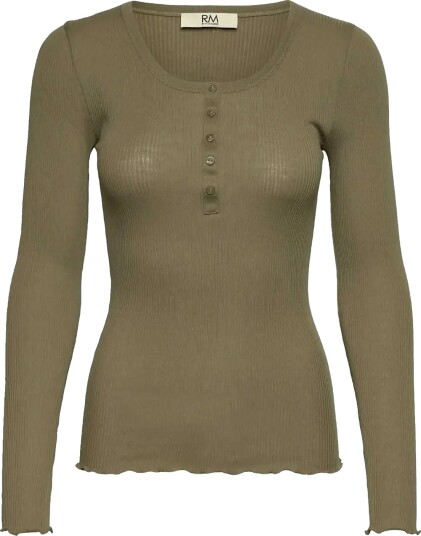 RM By Rosemunde Rmwbalta Modal Ls Placket T Shirt Khaki green M