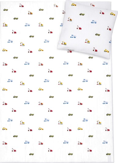 BrandMac Bed Linen "By Mats" Excavators 100X140X45 Cm White 100X14040X45CM