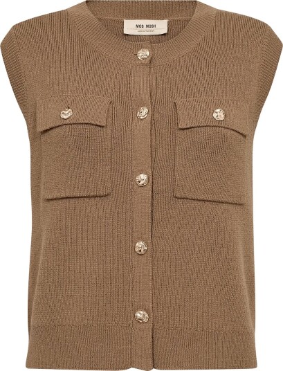 MOS MOSH Mmayana Wool Knit Vest Brown M MOS MOSH Mmayana Wool Knit Vest Brown M