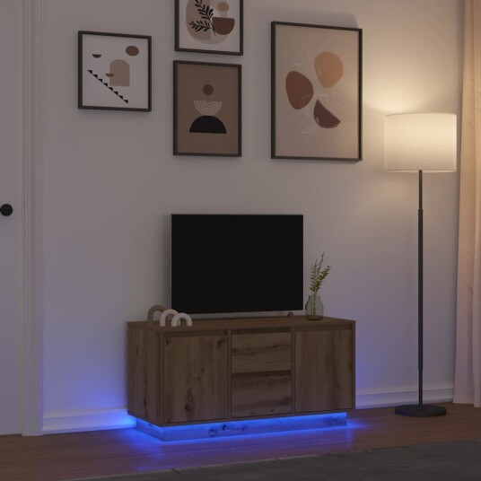 TV benk med LED lys artisan eik 100x41x50 cm TV benk med LED lys artisan eik 100x41x50 cm
