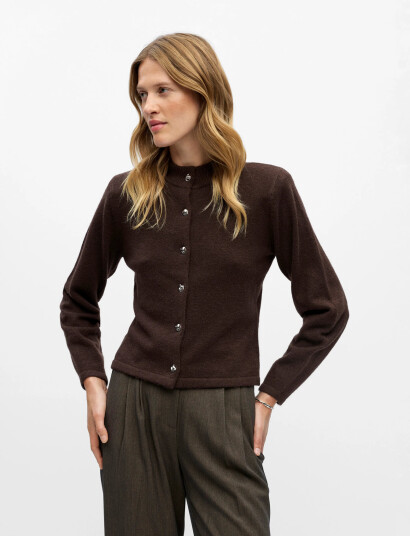 Object Objzari L/S Re Knit Cardigan 142 - Brown - XS