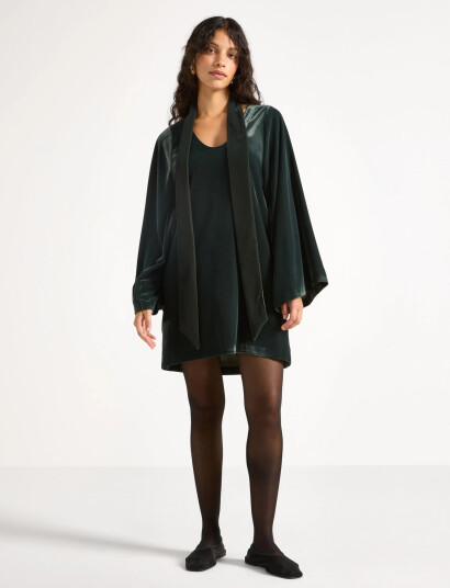Lindex Dress Mini Velvet   Green   S