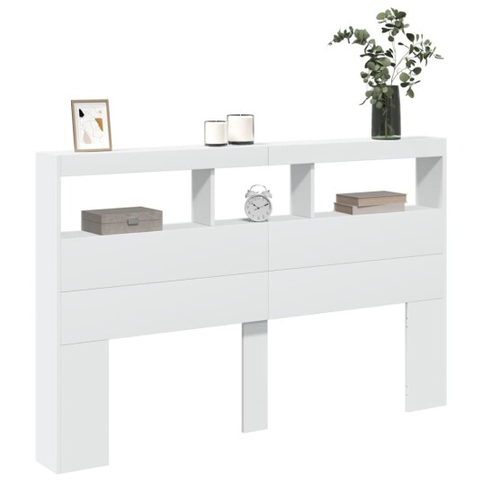  Hodegavl skap med LED hvit 160x17x102 cm 8721012465183