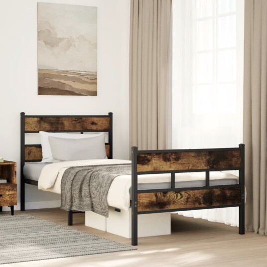  Sengeramme i metall uten madrass røkt eik 90x200 cm 8721158376534