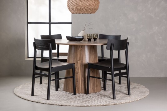 Lanzo Matgruppe 120 cm Rund med 4 Montros Stoler Natur