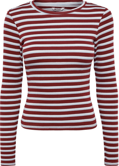 Monki Tight Ribbed Long Sleeve Burgundy M Monki Tight Ribbed Long Sleeve Burgundy M