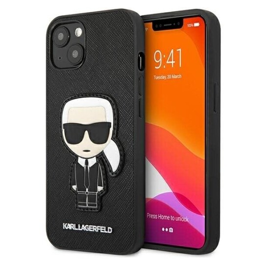 Karl Lagerfeld Hardcase til iPhone 13 Mini - Saffiano Ikonik Karl's Patch - Svart