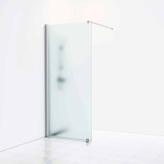 Svedbergs Skoga Dusjvegg Rett (Walk-in) Matt Aluminium / 77cm Frostet Glass