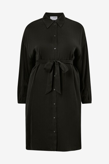 Selected FEMME CURVE - Skjortekjole slfIrene-Tonia LS Shirt Dress Curve - Svart