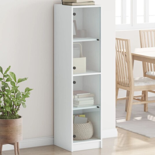 vidaXL Highboard med glassdører hvit 35x37x142 cm