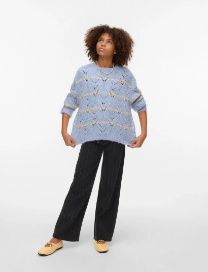Vero Moda Girl Vmnew Hatty Ls O N Stitch Pullover Girl   Blue   146/152
