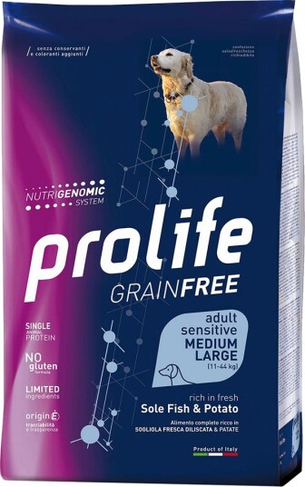 Prolife Grain Free Adult Sensitive Medium/Large Sole & Potatoes Kornfri Voksen 2 X 10 kg