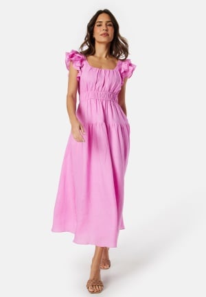 FOREVER NEW Athena Ruffle Midi Dress Candy Floss 34 FOREVER NEW Athena Ruffle Midi Dress Candy Floss 34