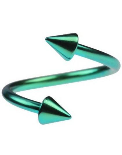 Utgått Curve Grønn Øyenbrynspiercing med Spike Kuler 1.2 x 10 mm