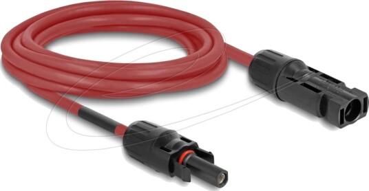 Delock - Solar Cable - Dl4 (Hann) Til Dl4 (Hunn) - 1000 V - 3 M - Snap-In - Rød