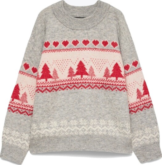 Vero Moda New Santa Nordic Long Sleeve Pullover XMAS Grå XL