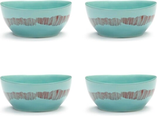 Serax Ottolenghi Feast skål S Ø15 cm 4-pakning Azure stripes-red Serax Ottolenghi Feast skål S Ø15 cm 4-pakning Azure stripes-red