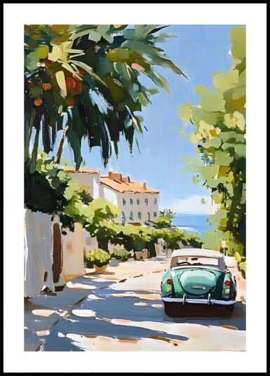 Green Car Coastal Drive Plakat / 40x50