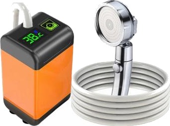 Elektrisk campingdusj med smart temperaturovervåking 3 spraymoduser 7800 mAh