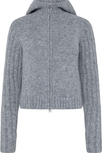 Weekday Knitted Zip Hoodie Grey XS