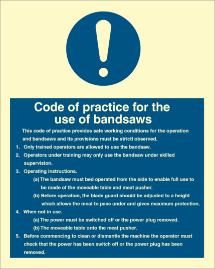 Code of practice for the use of bandsaws