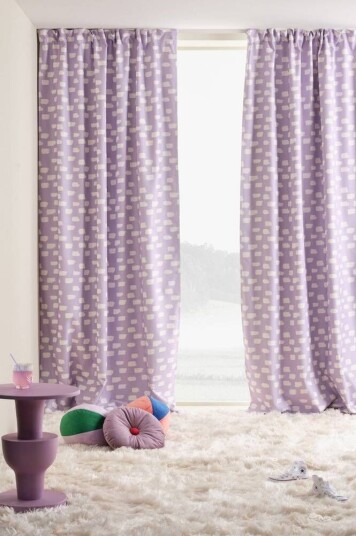 Jotex WYANDRA gardin med multifunksjonsbånd -1 lengde Lilla/hvit 1705215-01-300 1705215-02-250