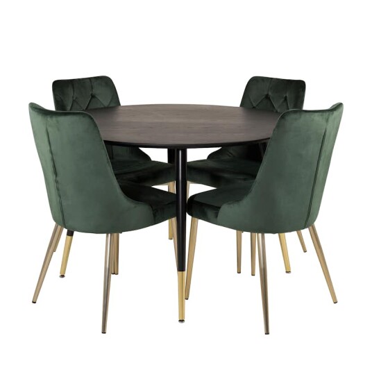 Venture Home Spisegruppe Venture Home Dipp Ø115 cm med 4 Velvet Deluxe Stoler GR19229