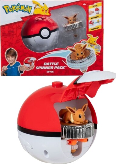 Pokémon Battle Spinner Eevee med Pokéball - Rosa - Figurer for 4+
