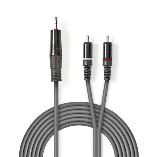 Nedis Stereo lydkabel | 3.5 mm Han | 2x RCA Han | Nikkel belagt | 1.50 m | Rund | Mørk Grå | Pappetui
