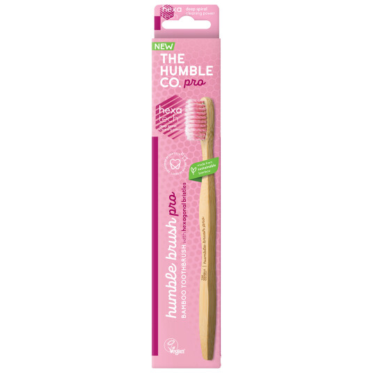 Bamboo Tannbørste Humble Co. PRO Hexatec Spiral PINK