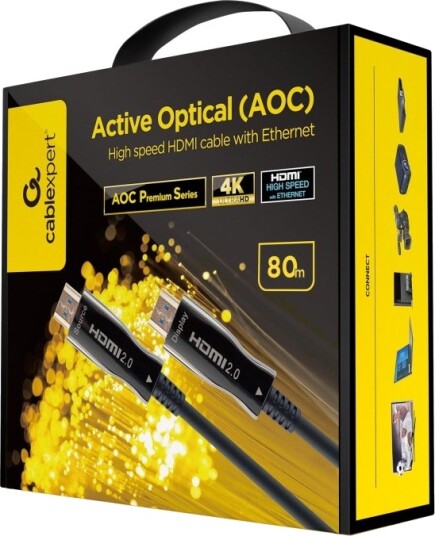 Cablexpert Hdmi Kabel Med Ethernet Hdmi Hann Til Hdmi Hann 80 M Active Optical Cable Aoc Støtter 21:9 Kinosideforhold 4K60hz Uhd Støtte