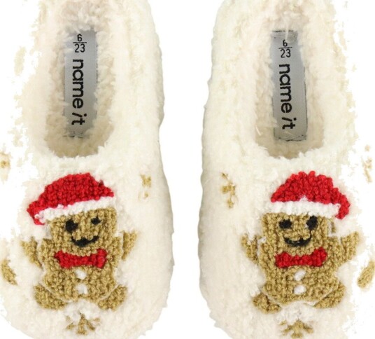 Name It Nmnrijulle Tøfler Barn med Pepperkakemannmotiv ANTIQUE WHITE 29
