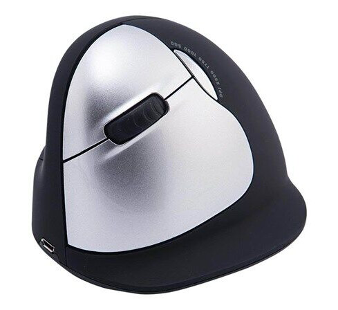 R-Go Tools Ergonomisk Venstrehendt Mus med 5 Knapper - Trådløs 3500 DPI - Sort/Sølv