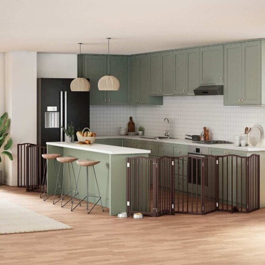 Vidaxl Hundeport Sammenleggbar 9 Paneler Brun 450 cm Poppeltre