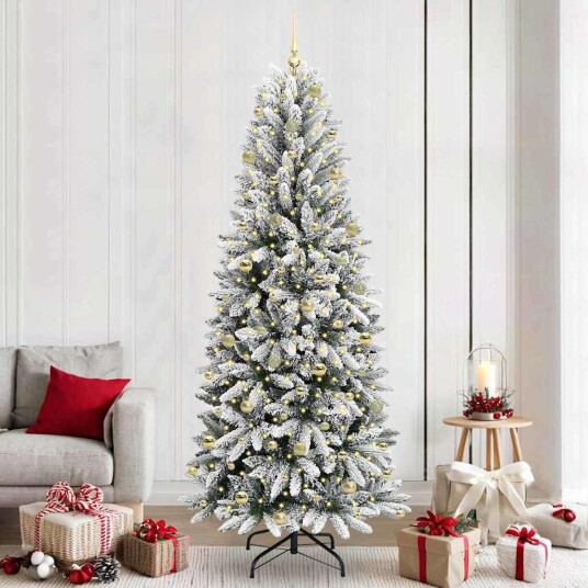 Kunstig juletre Hvit 93 x 93 x 240 cm PVC plast stål og PE Kunstig juletre Hvit 93 x 93 x 240 cm PVC plast stål og PE