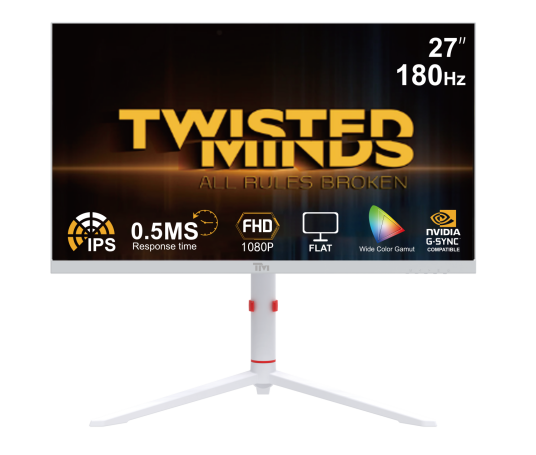 Twisted Minds Arctic Pro 27" FHD Gaming Monitor 180Hz 0.5ms HDMI 2.1 Hvit Twisted Minds Arctic Pro 27" FHD Gaming Monitor 180Hz 0.5ms HDMI 2.1 Hvit