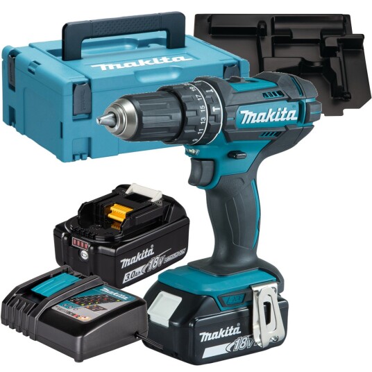 Makita DHP482RFJ Slagbormaskin 18V Med 3.0Ah batteri MBox