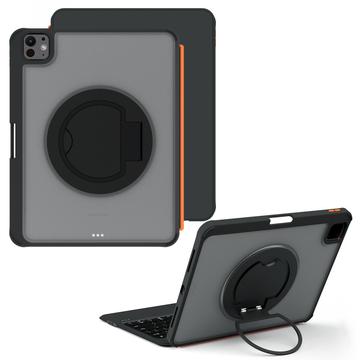 iPad Pro 11 2024/2025 TU3607P Bakgrunnsbelyst magnetisk tastaturetui med 360-graders roterende stativ Svart