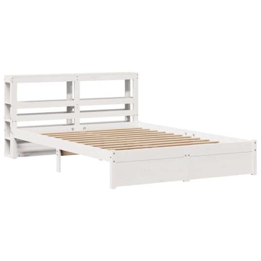 Sengeramme med hodegavl hvit 140x200 cm heltre furu 3305996
