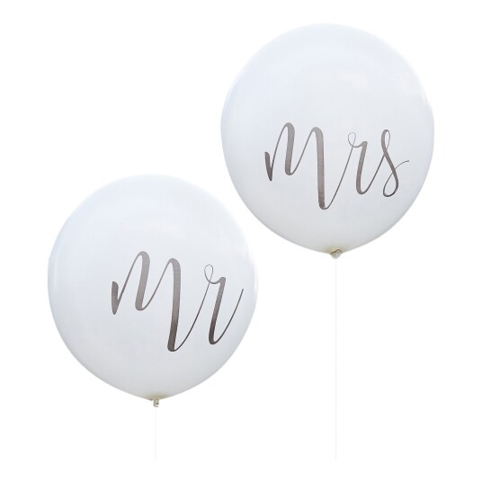 Ginger Ray Gigantiske Ballonger Mr & Mrs Hvite