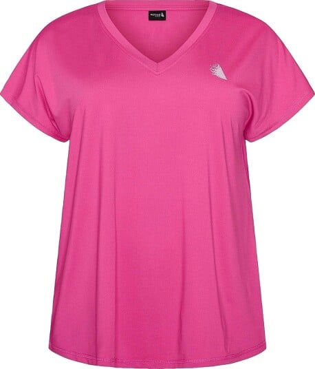 Zizzi Treningstopp aBasic S/S V neck Tee Rosa