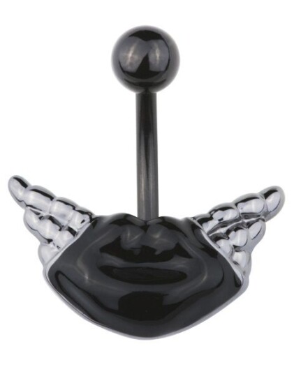 Navlepiercing med Svarte Lepper & Vinger