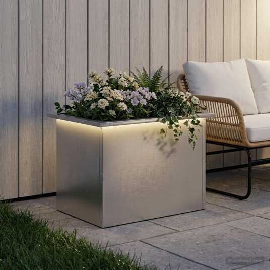 vidaXL Hageplantekasse med LED Sølv 40 x 60 x 40 cm Rustfritt stål