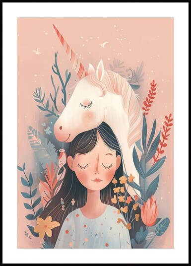 Girl and Unicorn Plakat Plakat / 100x150cm