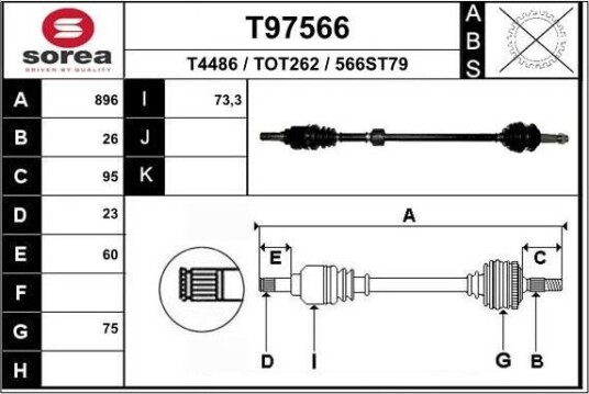 EAI T97566 Drivaksel EAI T97566 Drivaksel