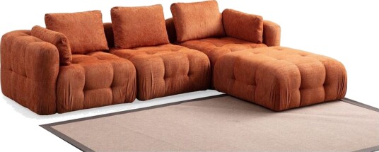 Yvara Sofa med Divan 4 sits   Oransje